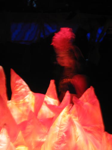 A fire spirit hovers over the beltaine fire