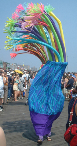 Anenome - long foam strips in a backpack... Coney Island Mermaid Parade 2002