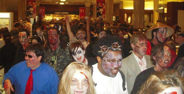 A massive zombie horde in the fine jewelry aisle!