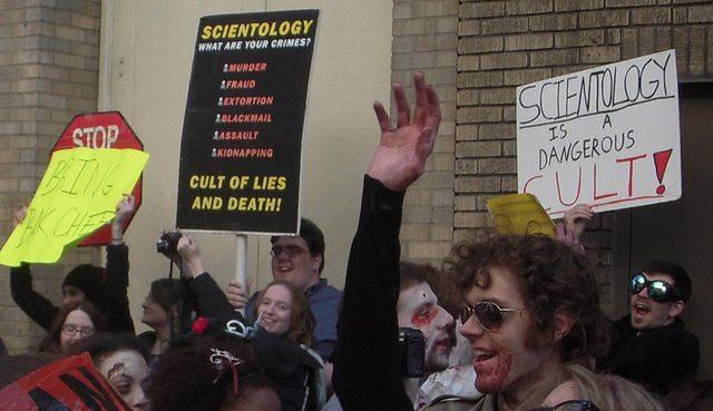 There was a group of x-scientologist protesters
