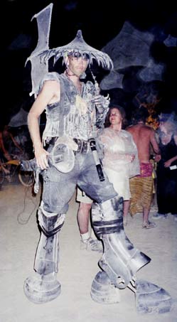 8 ft. Mega-Warrior - Burning Man 2001.  To edit record e-mail Editor@CostumeNetwork.com.