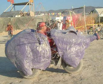 Art Car- Pig Mobile - Burning Man 2001.  To edit record e-mail Editor@CostumeNetwork.com.