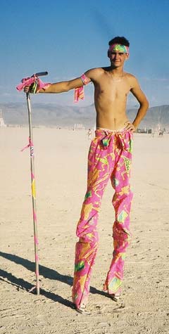 Stilt Dude - Burning Man 2001. To edit, email editor@costumenetwork.com