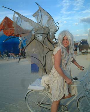 Winged Biker - from the Klan of St Eve. Burning Man, 2002.