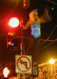 Stop Light Bunny - Stop light swingin' crazy hangs off the corner of Market and Castro.