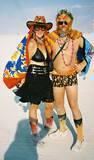 Cow Girl & Flameboy - Burning Man 2001. To edit, e-mail Editor@CostumeNetwork.com